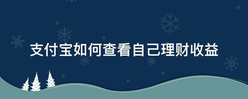 支付宝如何查看自己理财收益（支付宝如何查看自己理财收益明细）