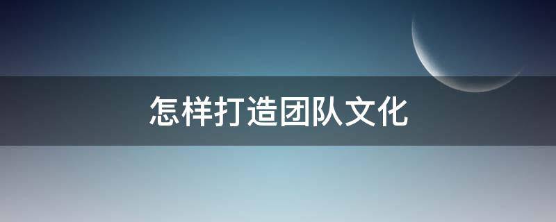 怎样打造团队文化（怎样打造团队文化和氛围呢）