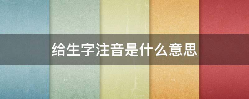 给生字注音是什么意思 给生字注音是什么意思呢