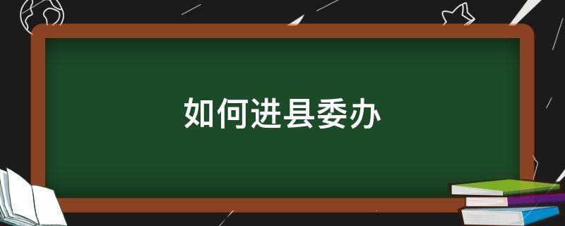 如何进县委办（如何进县委办工作）