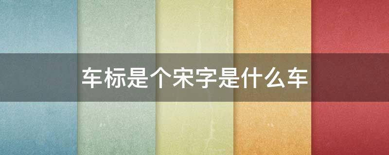 车标是个宋字是什么车 车标是个宋字是什么车多少钱