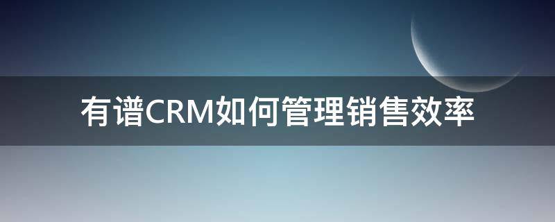 有谱CRM如何管理销售效率 有谱crm 费用