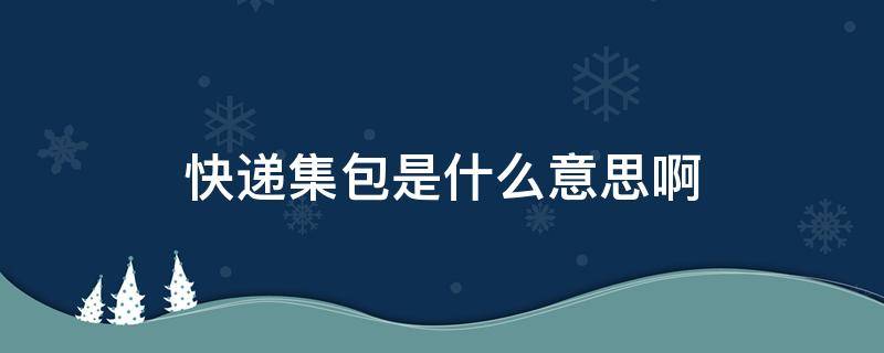 快递集包是什么意思啊（快递集包员是干嘛的）