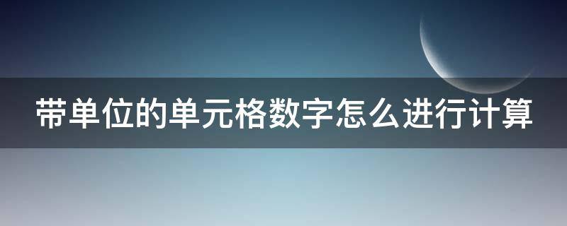 带单位的单元格数字怎么进行计算（excel中带单位的数字怎么计算）