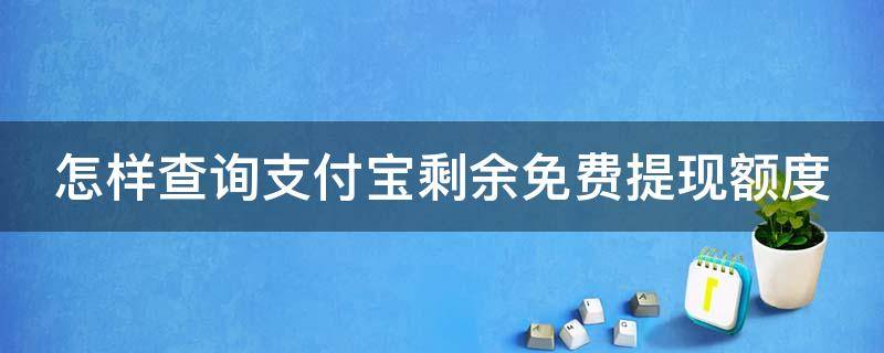 怎样查询支付宝剩余免费提现额度（支付宝查看剩余免费提现额度）