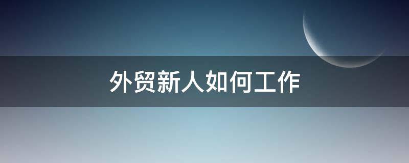 外贸新人如何工作 外贸新人如何工作开展