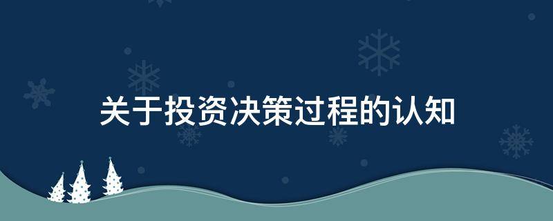 关于投资决策过程的认知 关于投资决策过程的认知正确的是