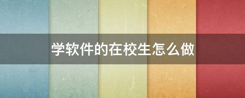 香港一肖一码100%中2024年 学软件的在校生怎么做