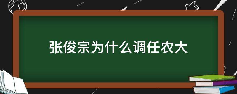 张俊宗为什么调任农大 张俊教授