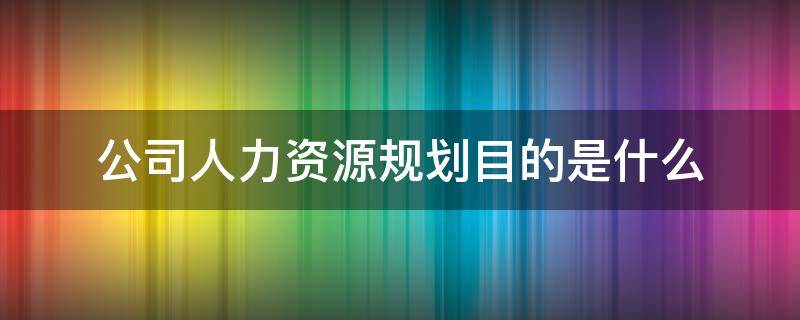 公司人力资源规划目的是什么 公司人力资源规划的制定