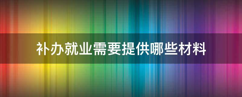 补办就业需要提供哪些材料（补办就业需要提供哪些材料呢）