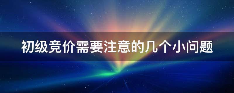 初级竞价需要注意的几个小问题 初级竞价需要注意的几个小问题