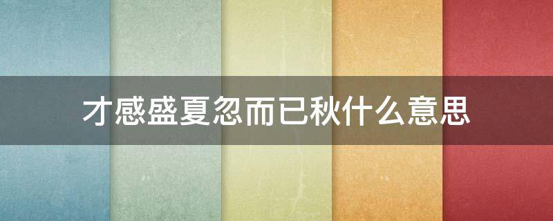 才感盛夏忽而已秋什么意思（才感夏不觉愁一叶落便知秋是什么意思）