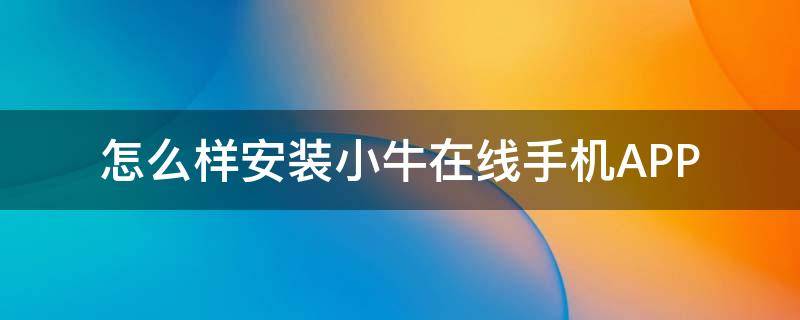 怎么样安装小牛在线手机APP（如何下载小牛在线app）