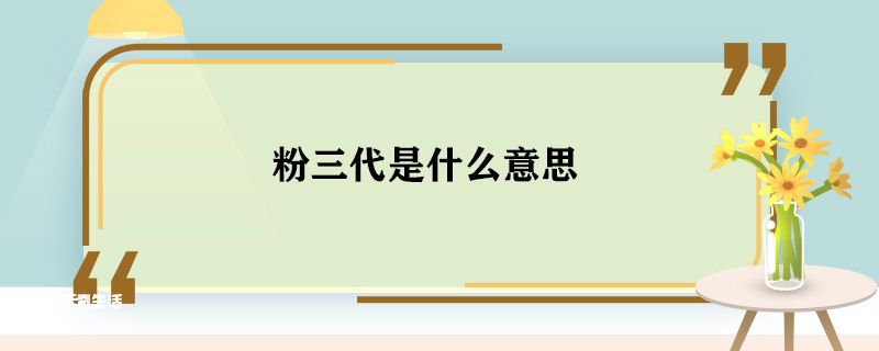 粉三代是什么意思 粉三代啥意思