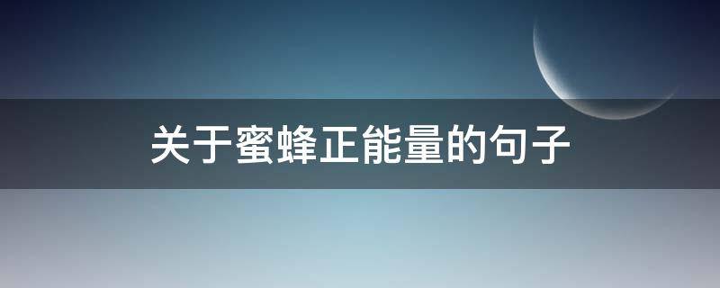 关于蜜蜂正能量的句子 关于蜜蜂的励志句子