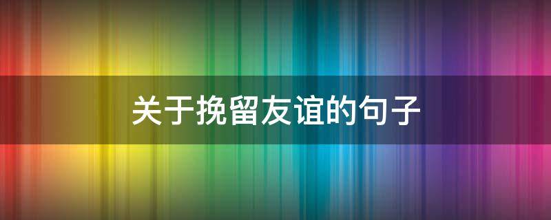 关于挽留友谊的句子 关于挽留友情的句子