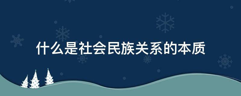 什么是社会民族关系的本质（什么是社会民族关系的本质和核心）