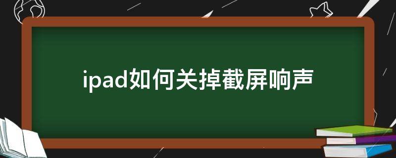 ipad如何关掉截屏响声 ipad2020截屏声音怎么关闭