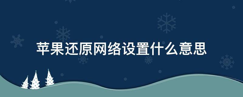 苹果还原网络设置什么意思（苹果还原网络设置啥意思）