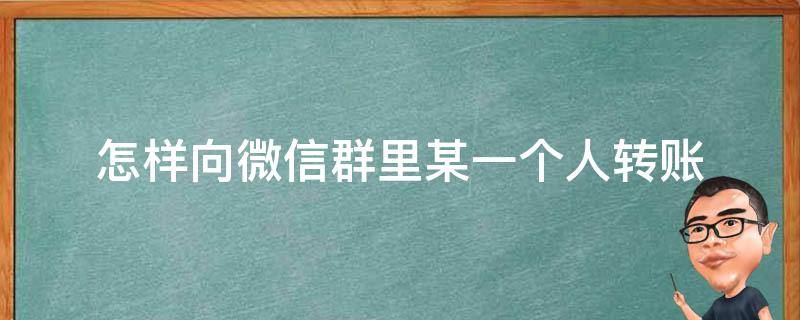 怎样向微信群里某一个人转账（怎样向微信群里某一个人转账不显示金额）