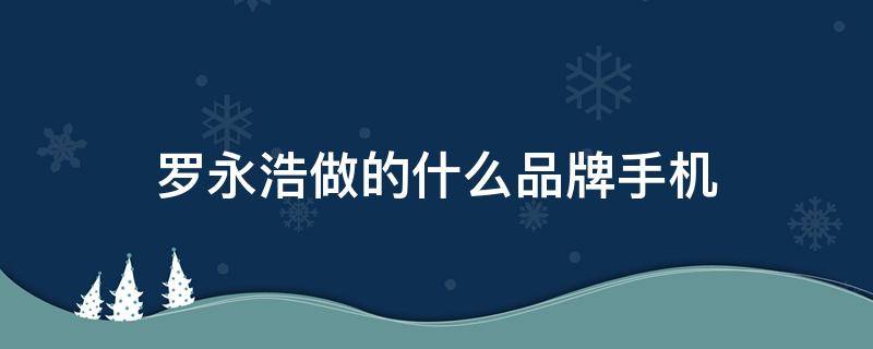 罗永浩做的什么品牌手机（罗永浩说手机厂商都是）