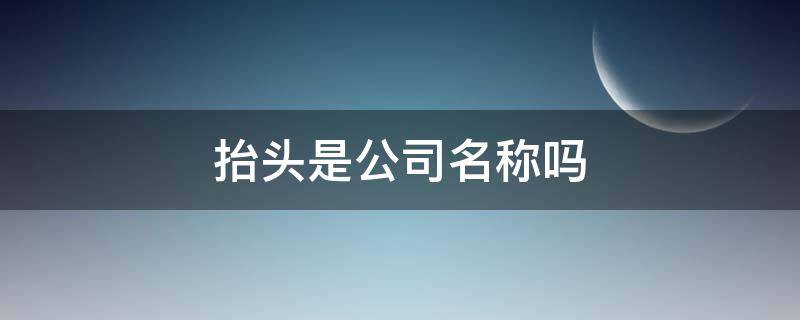 抬头是公司名称吗 发票抬头是公司名称吗